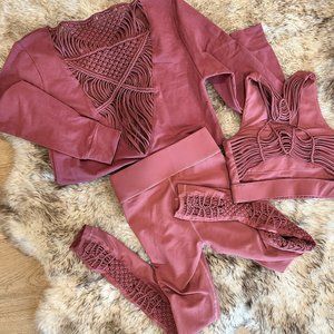 3 Piece Matching Athletic Workout set Carbon 38 macrame XS